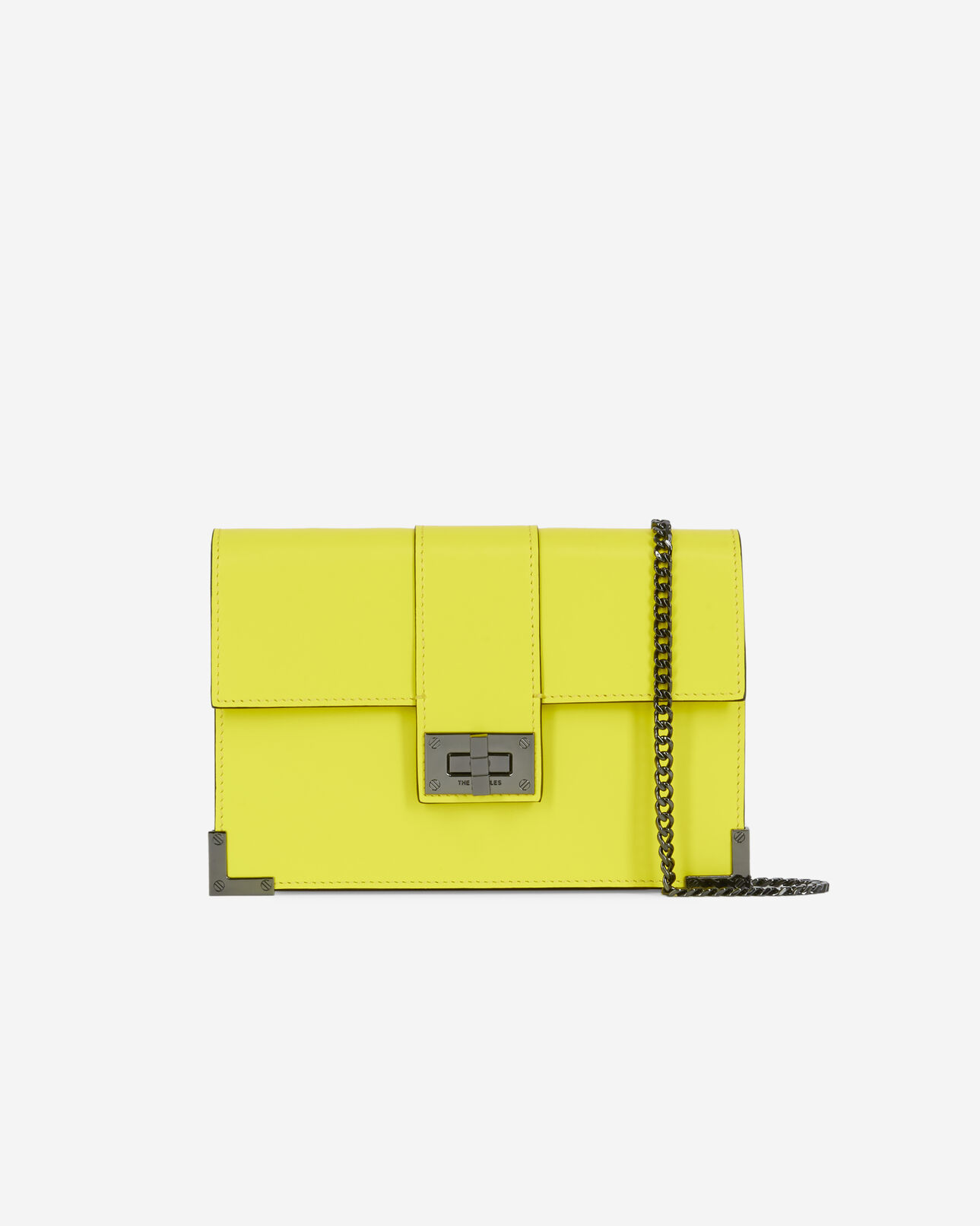 The Kooples FEMME YELLOW ACID pochette emily medium en cuir jaune