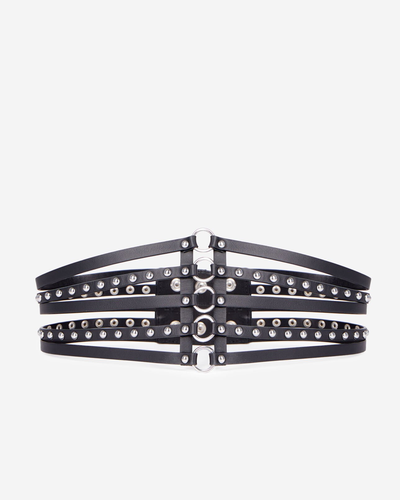 The Kooples WOMEN BLACK black leather corset belt with studs
