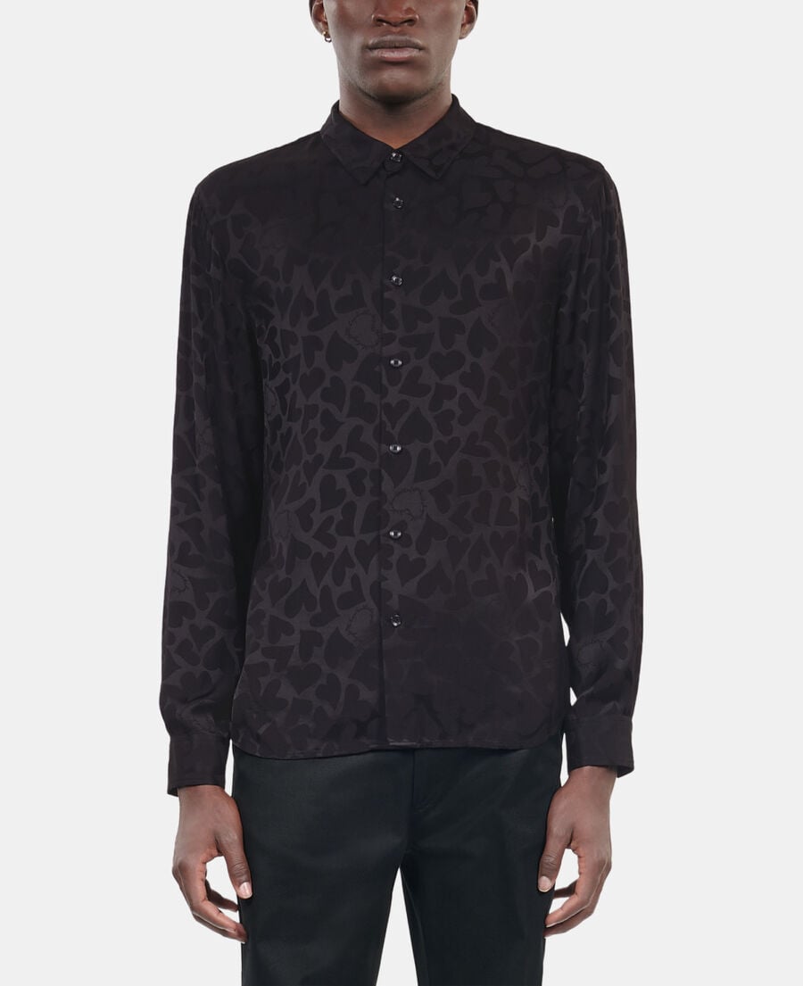 The Kooples H BLACK black jacquard shirt with hearts