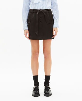 The Kooples FEMME BLACK jupe courte en satin noire