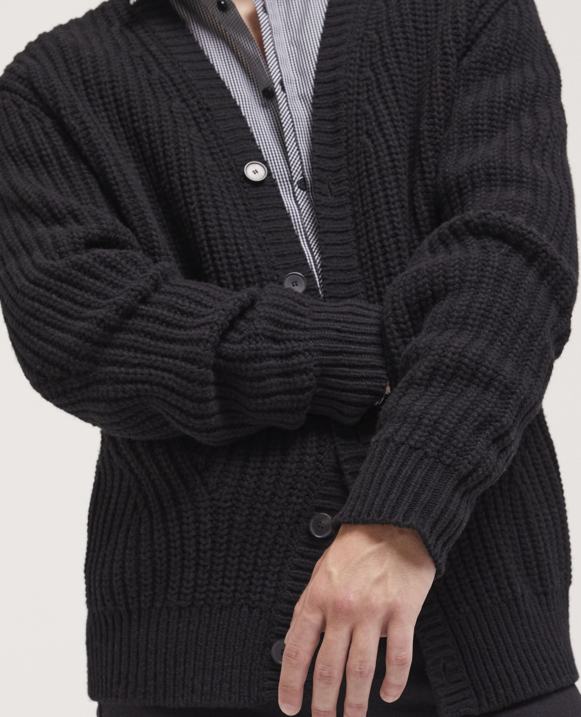 Mens black clearance knitted cardigan