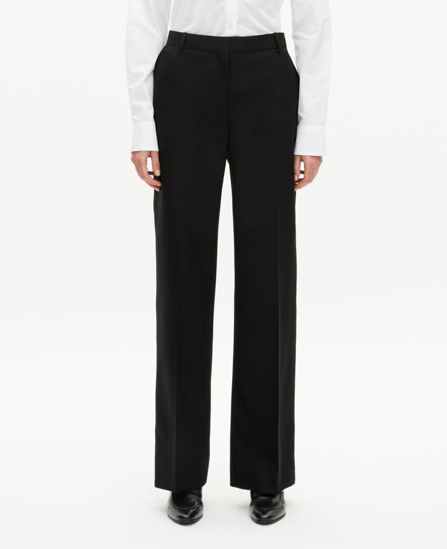 The Kooples FEMME BLACK pantalon tailleur large détails satin noir