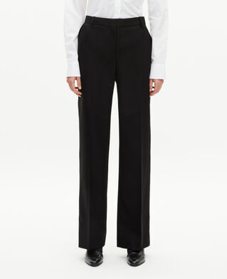 The Kooples FEMME BLACK pantalon tailleur large détails satin noir