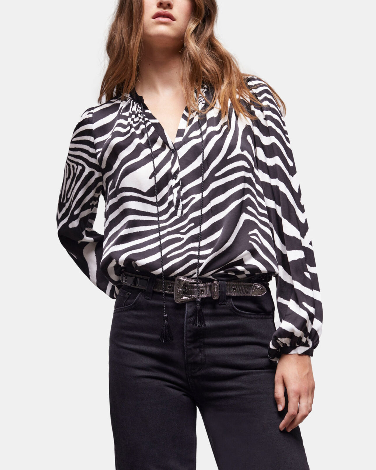The Kooples FEMME BLACK ceinture avec bijoux noirs et boucle western