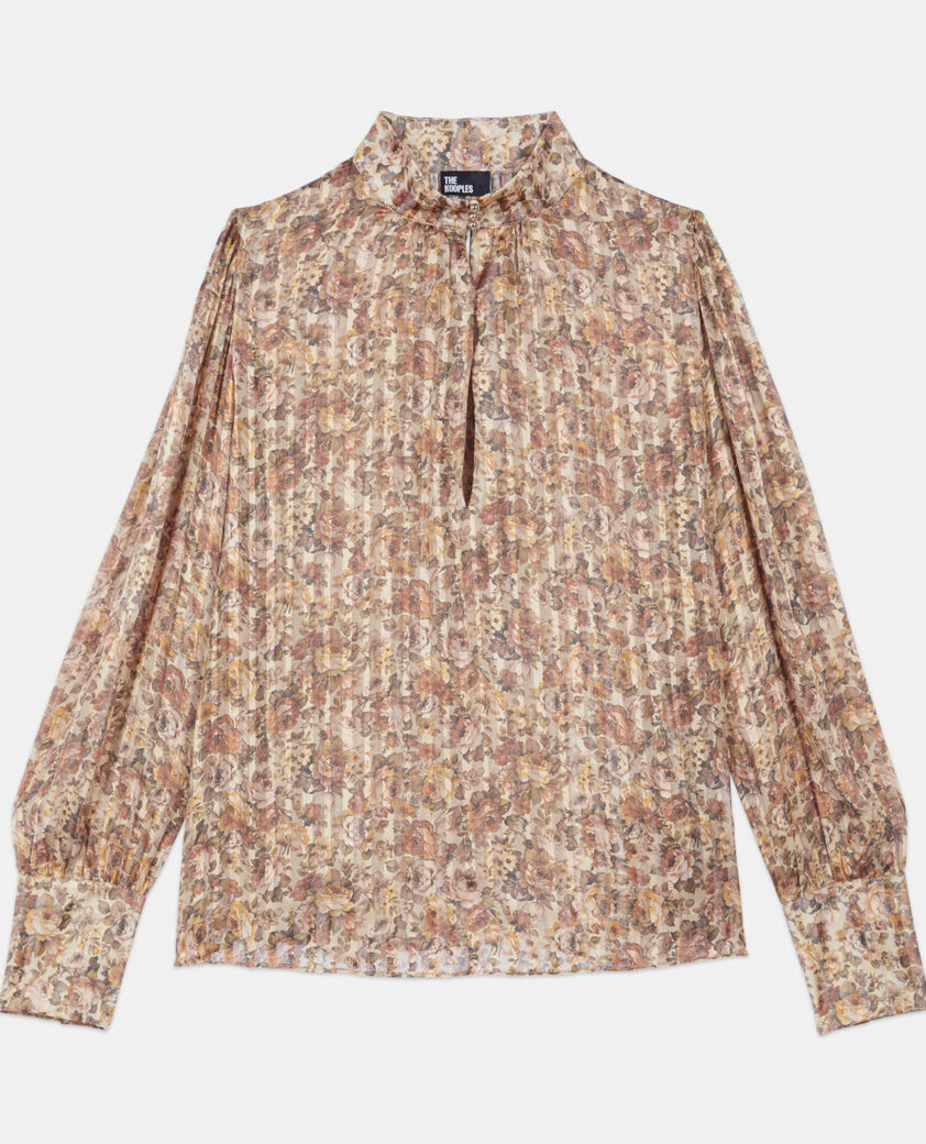 The Kooples MUJER CAMEL / BROWN top seda estampado floral