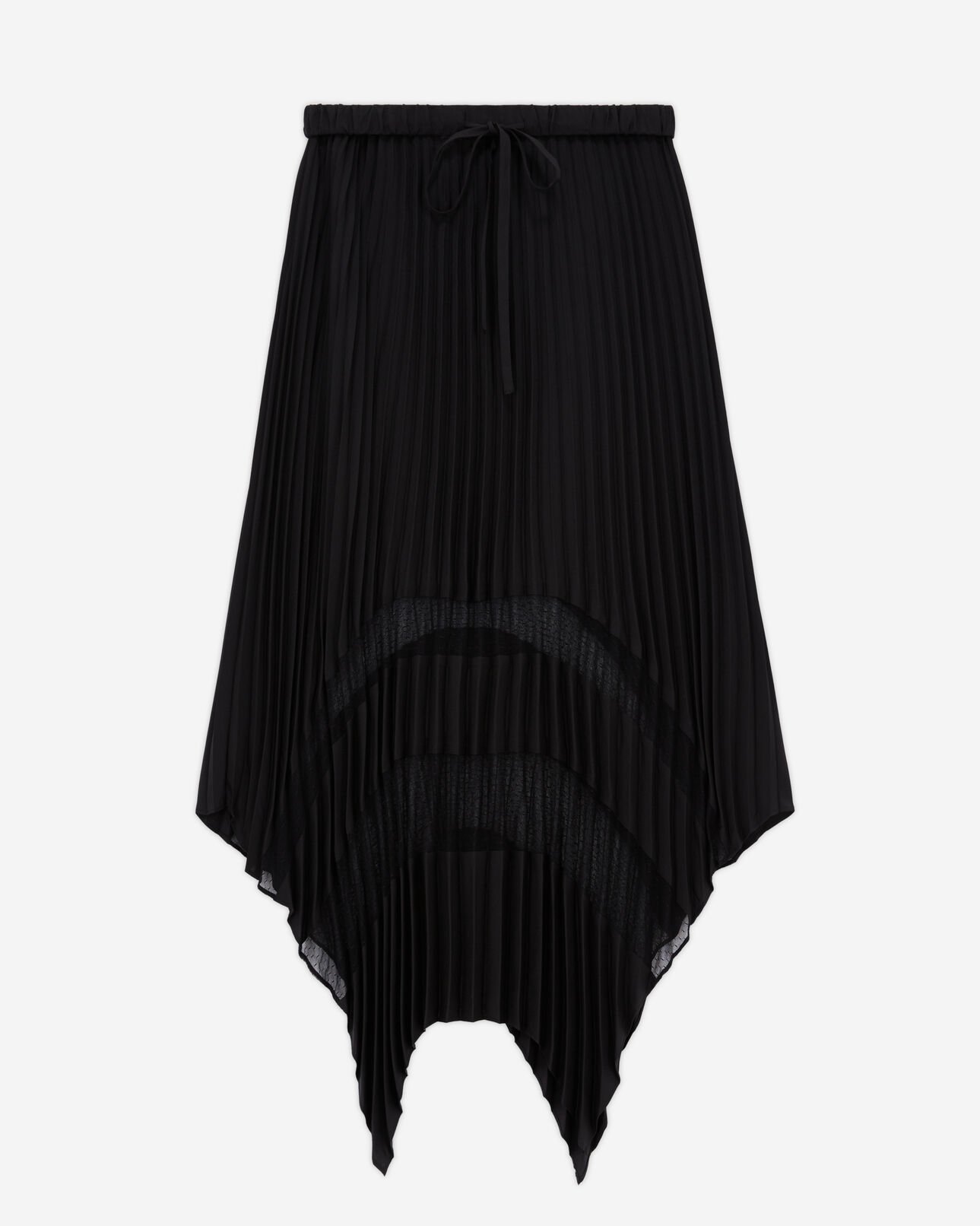 The Kooples DAMEN BLACK langer faltenrock mit schwarzer spitze