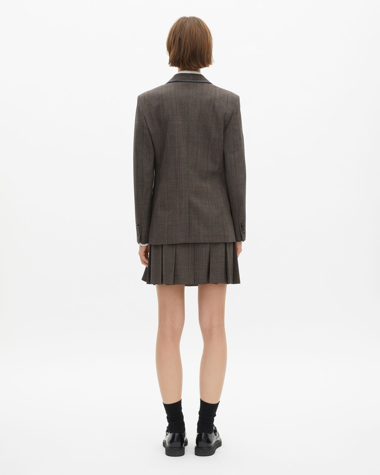 The Kooples F BROWN prince of wales jacket in brown wool