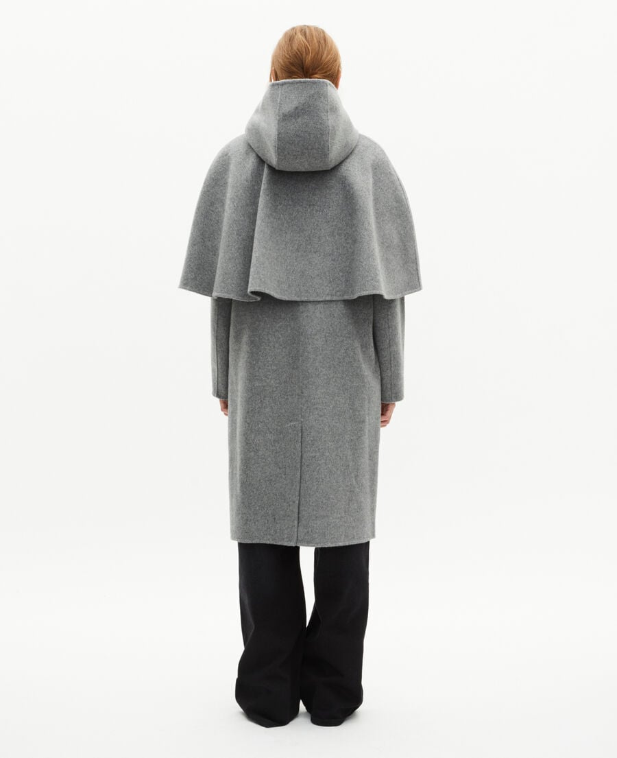 The Kooples DAMEN GREY langer doppelseitiger mantel mit umhang grau