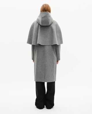 The Kooples DAMEN GREY langer doppelseitiger mantel mit umhang grau