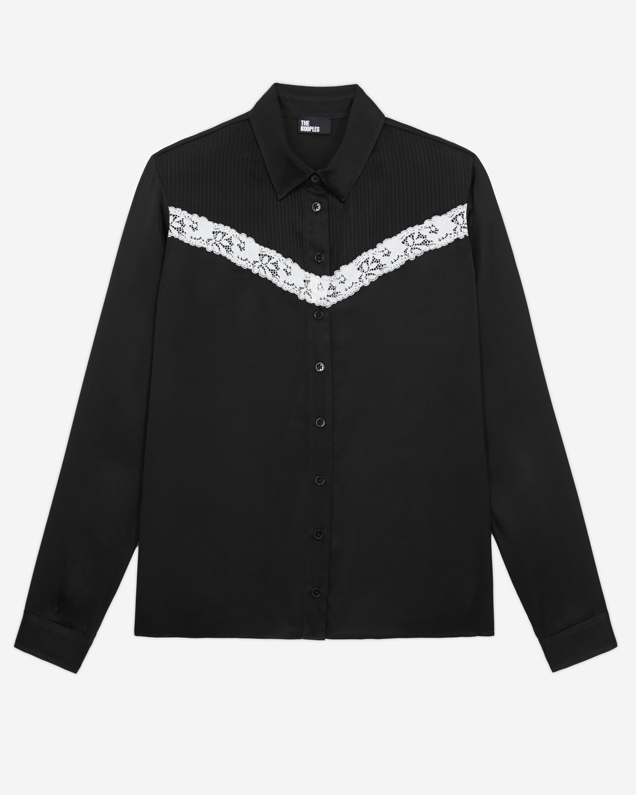 The Kooples FEMME BLACK chemise noire avec détail en dentelle