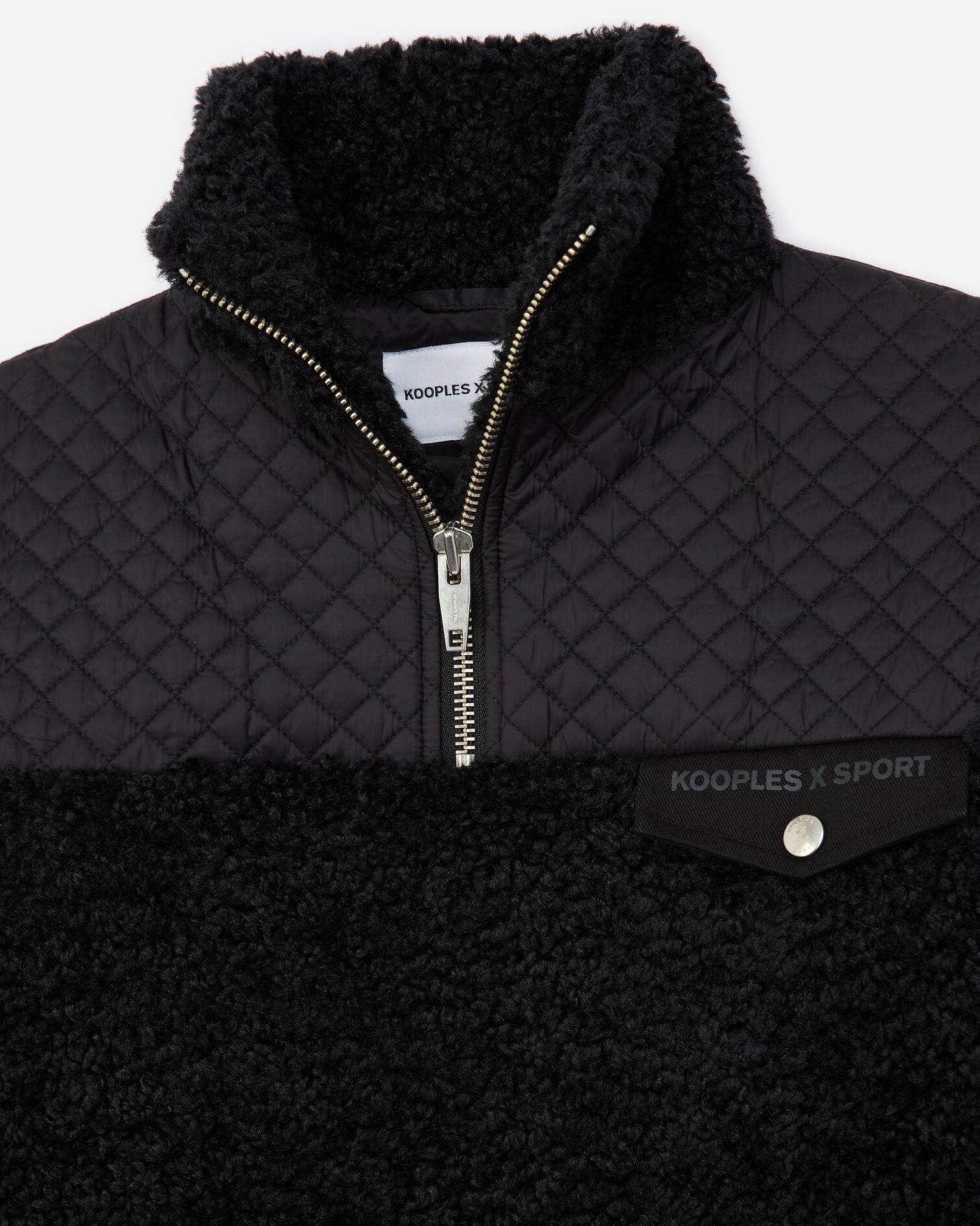 Sweat noir façon mouton poche poitrine, BLACK, hi-res image number null