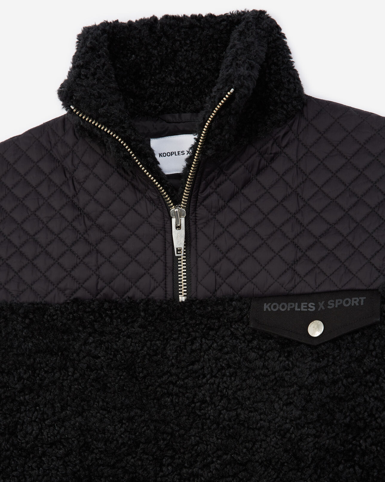The Kooples FEMME BLACK sweat noir façon mouton poche poitrine