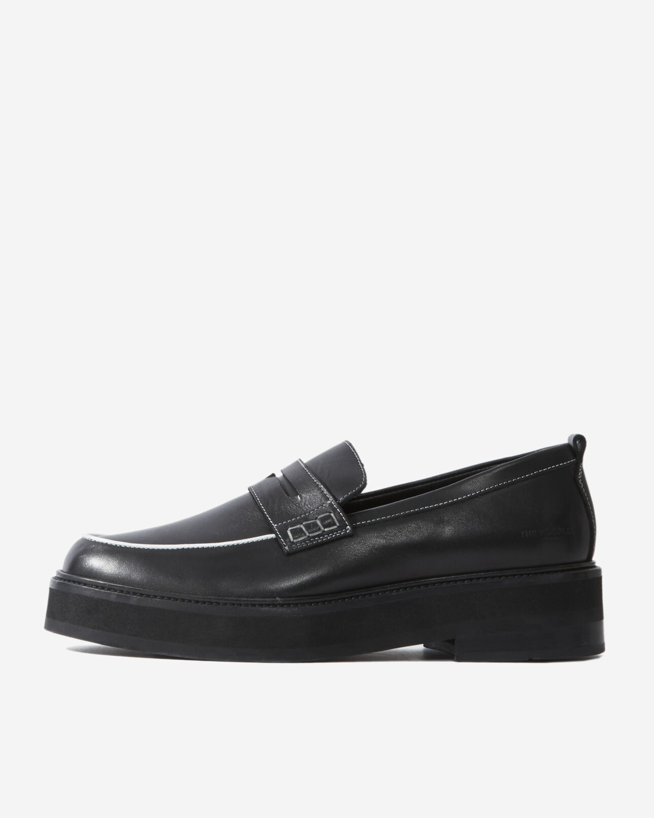 The Kooples FEMME BLACK mocassins noirs cuir contours contrastés