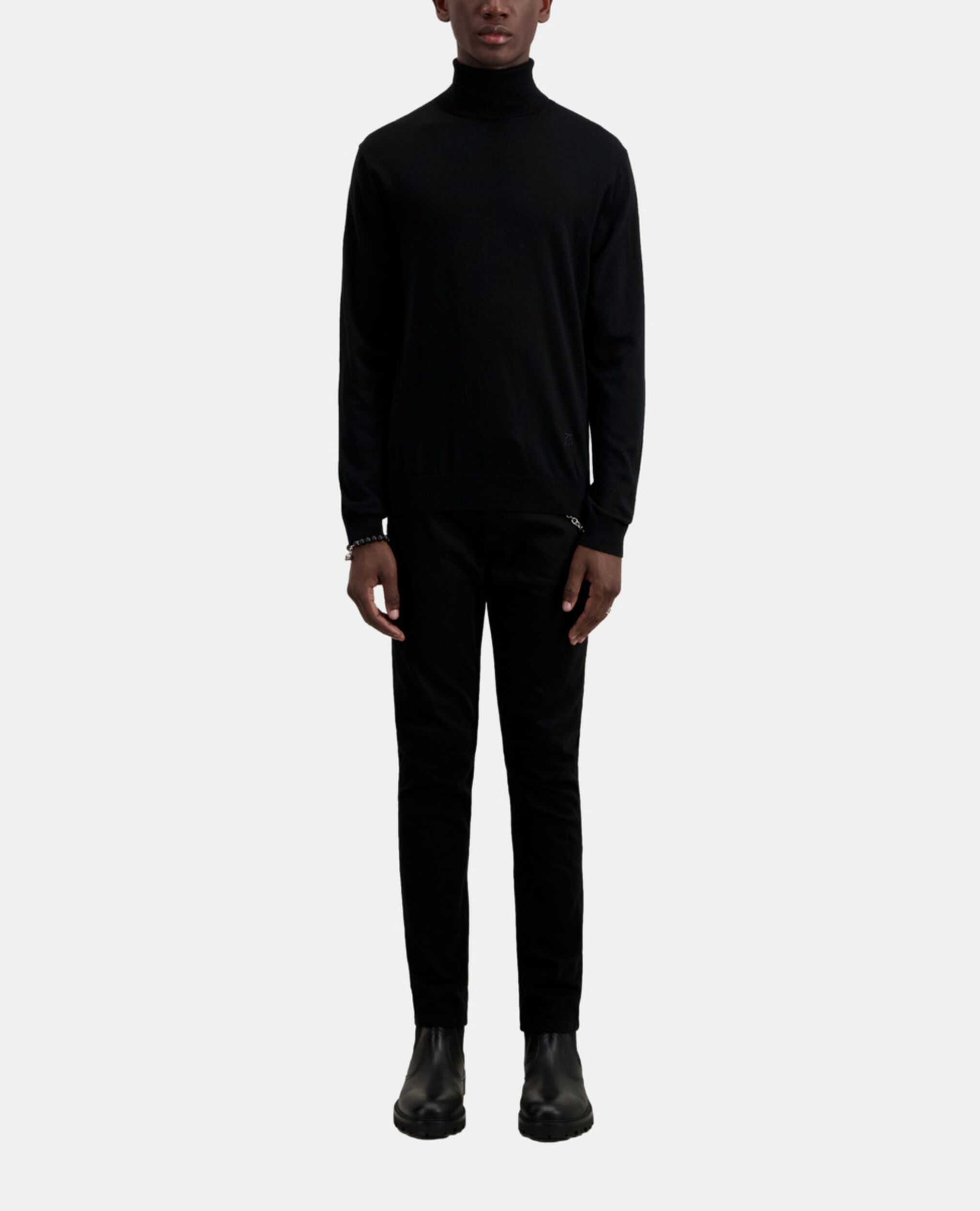 Pull noir en laine mérinos, BLACK, hi-res image number null