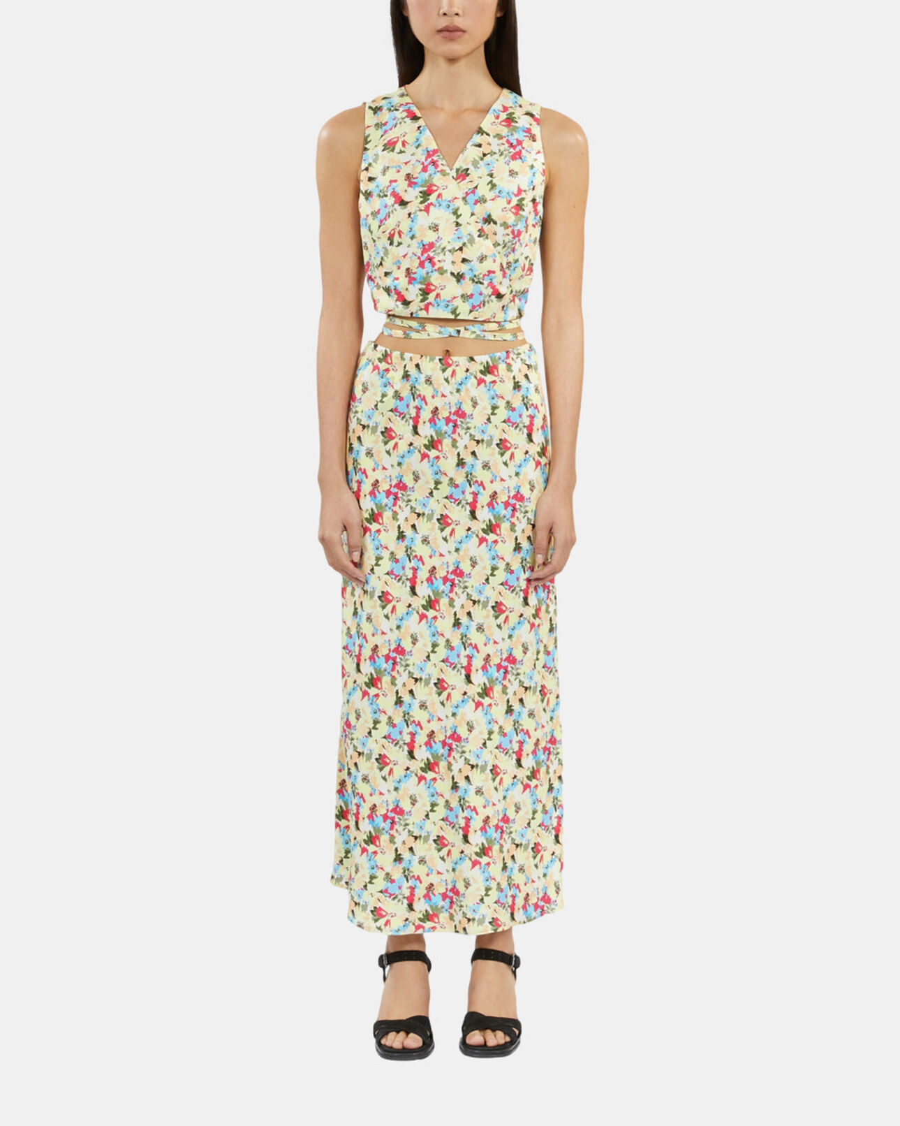 The Kooples FEMME YELLOW jupe longue fleurie
