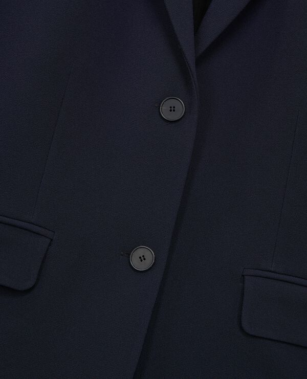The Kooples WOMEN DARK NAVY navy blue structured-cut crepe suit jacket