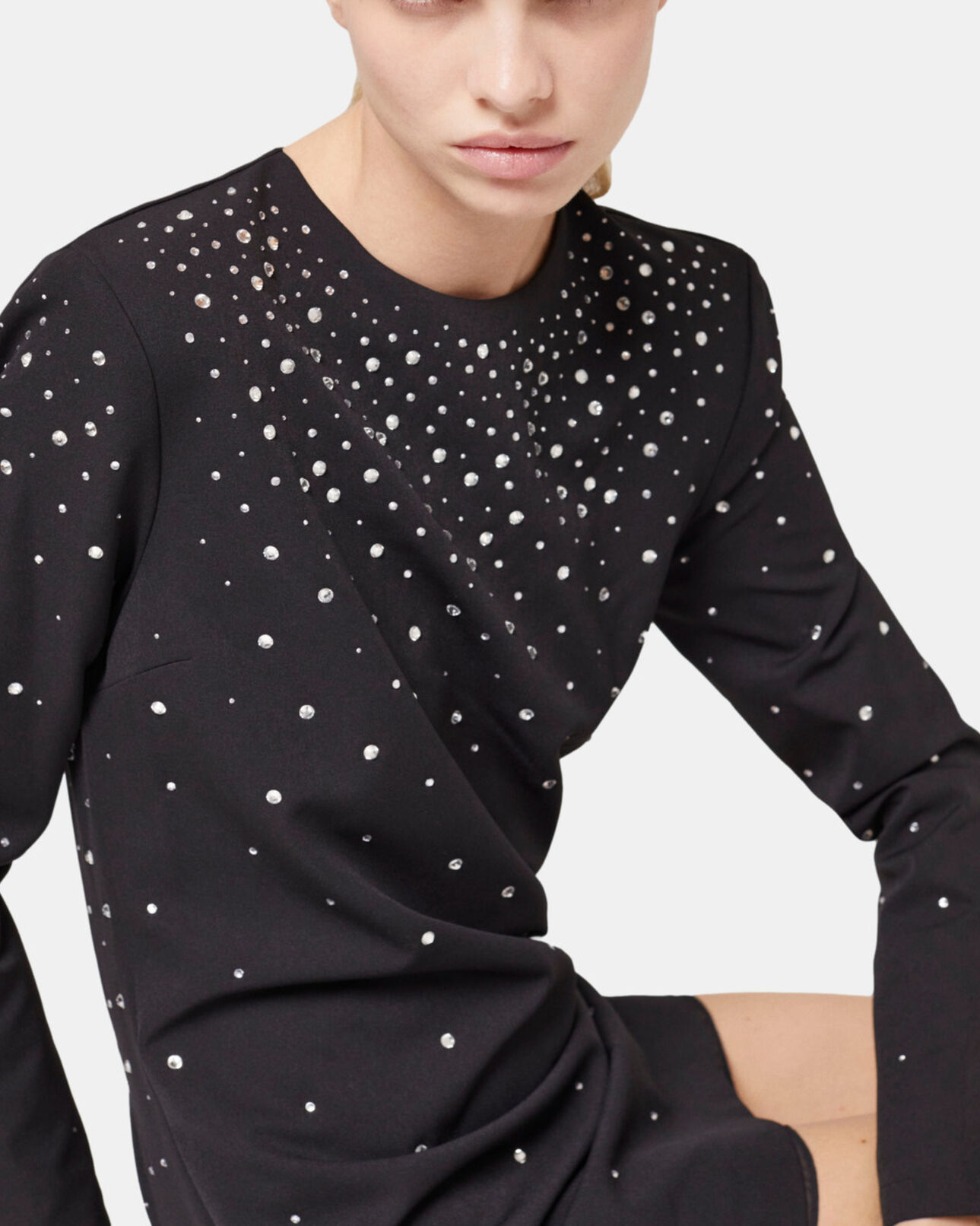 The Kooples FEMME BLACK robe courte détails strass noire