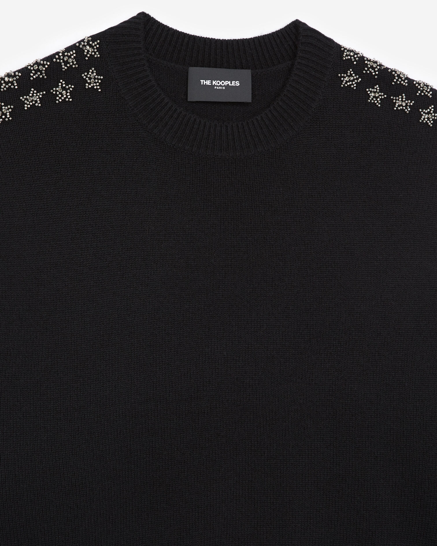 Black cashmere and wool sweater w/rhinestone, BLACK, hi-res image number null