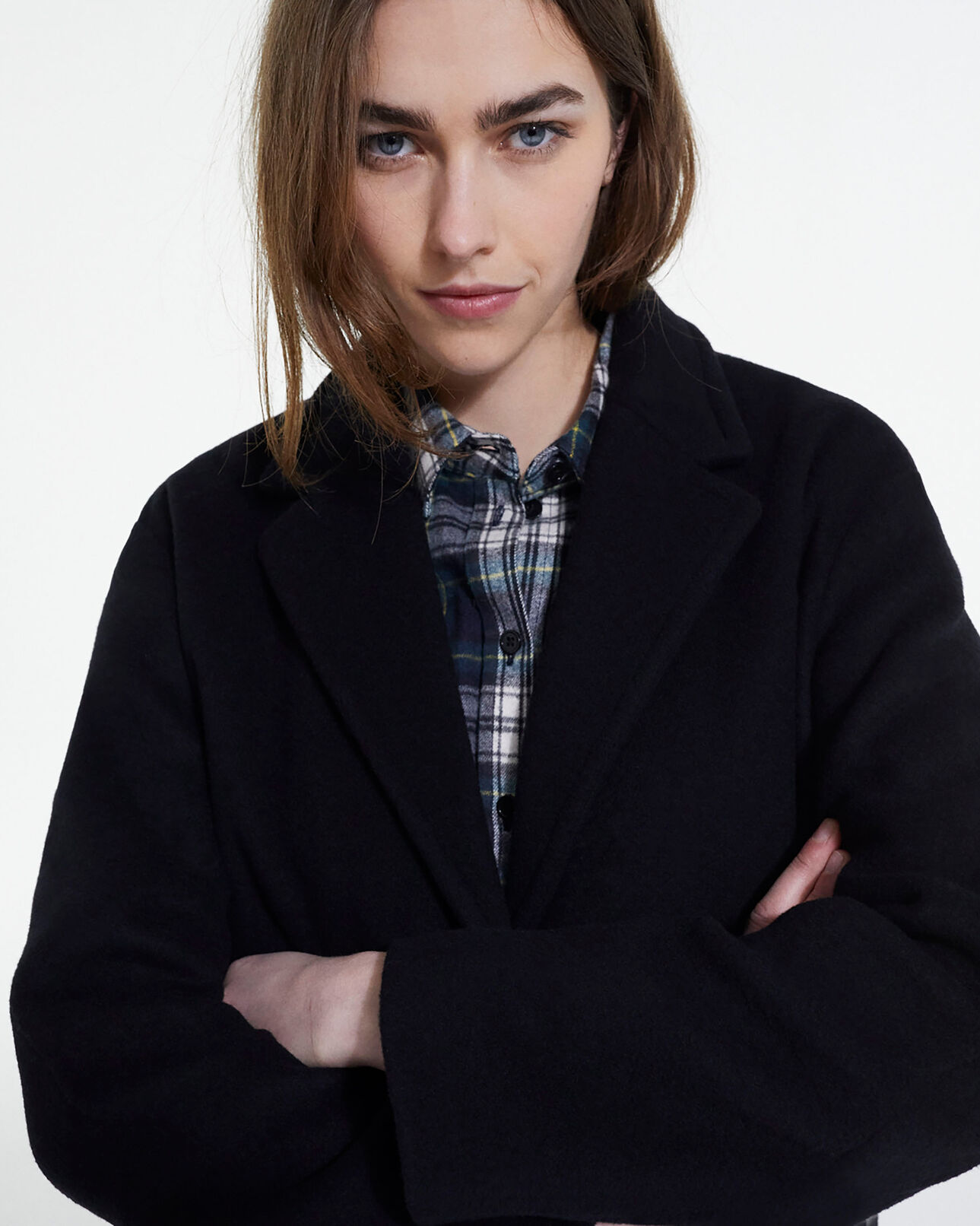 The Kooples FEMME BLACK manteau en laine noir