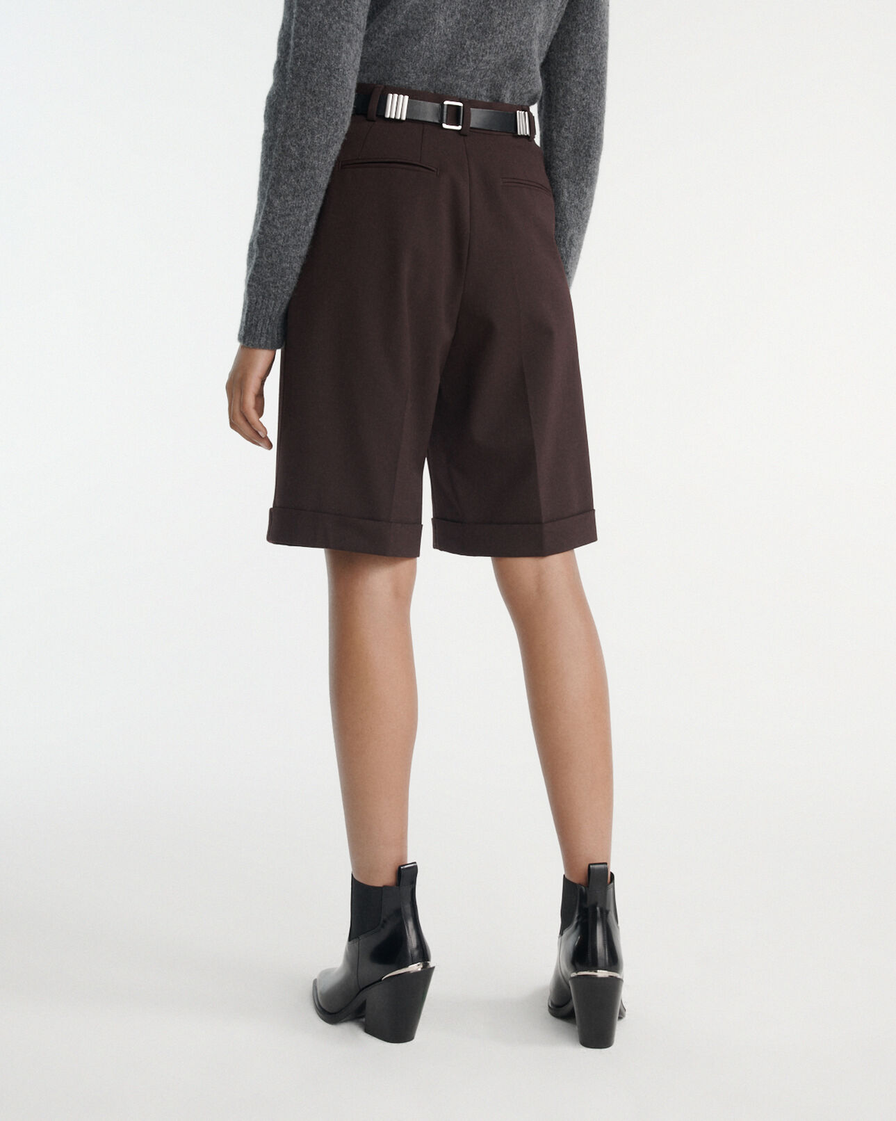 The Kooples FEMME BORDEAUX bermuda costume bordeaux laine à revers
