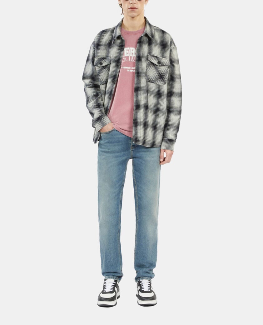 The Kooples HOMME GREY BLACK blouson à capuche type surchemise à carreaux