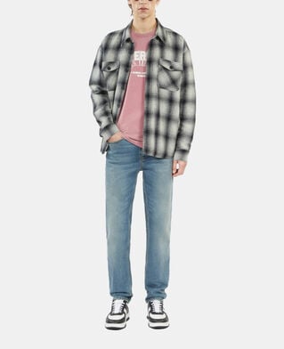 The Kooples HOMME GREY BLACK blouson à capuche type surchemise à carreaux