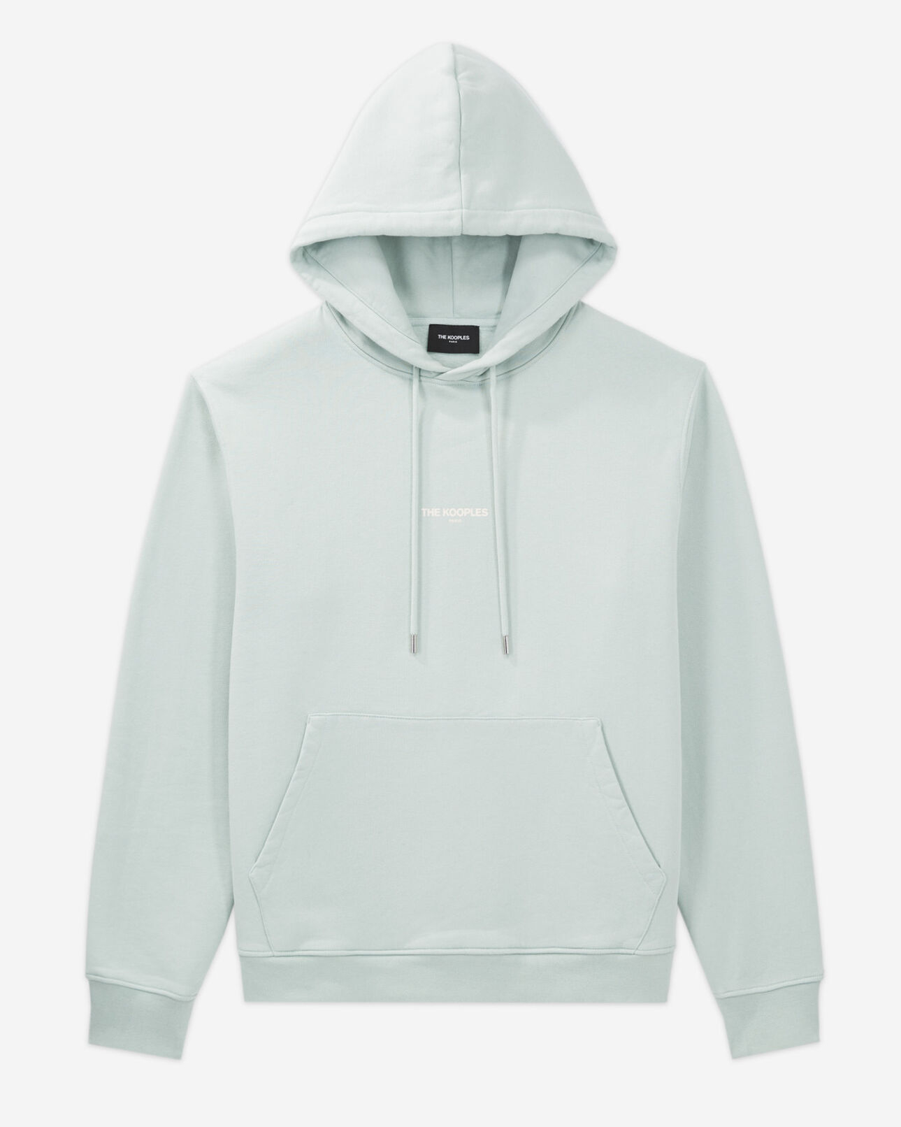 The Kooples HOMME GRIS BLEU sweat vert d'eau capuche logo poitrine