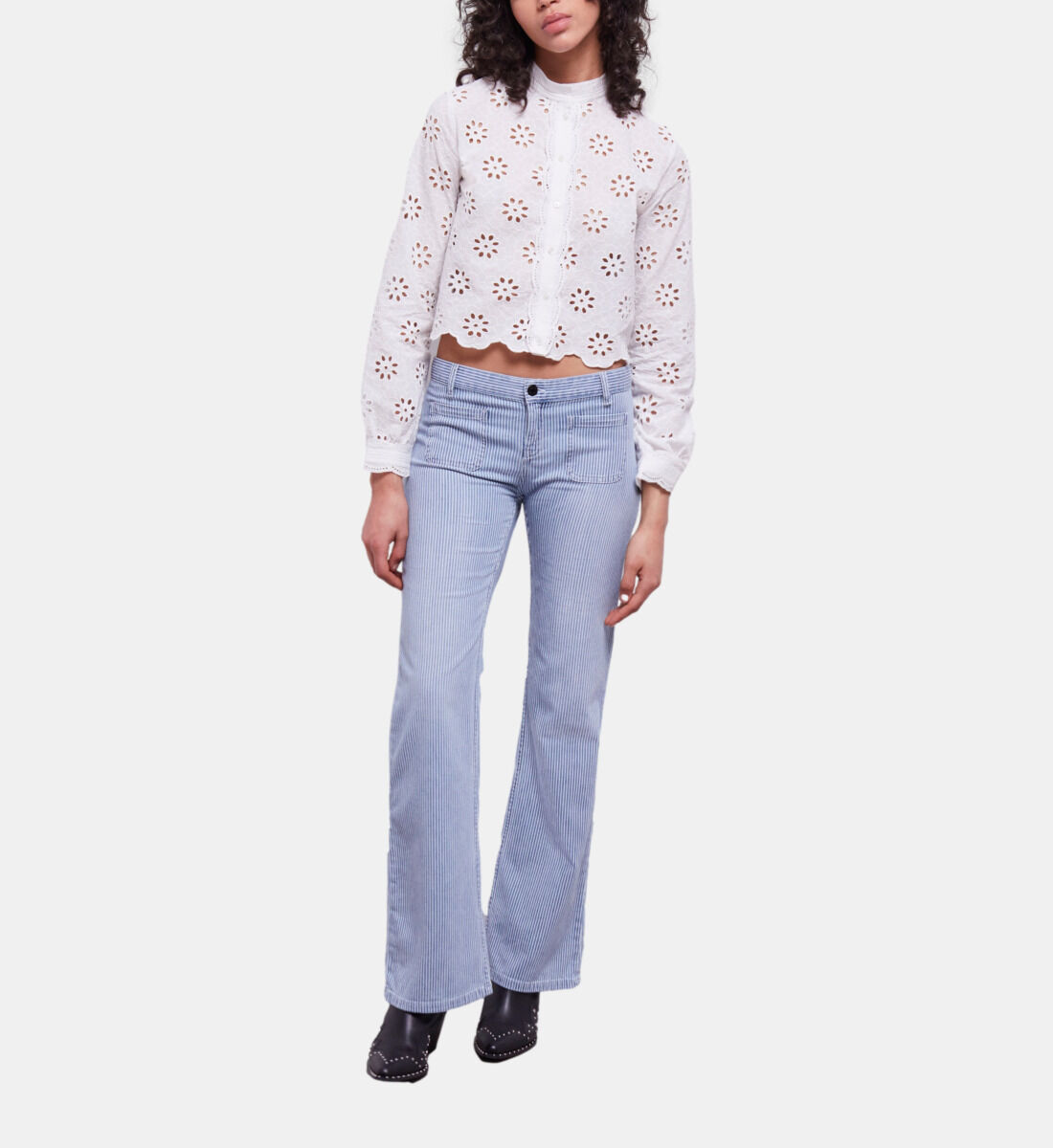 White striped jeans womens store