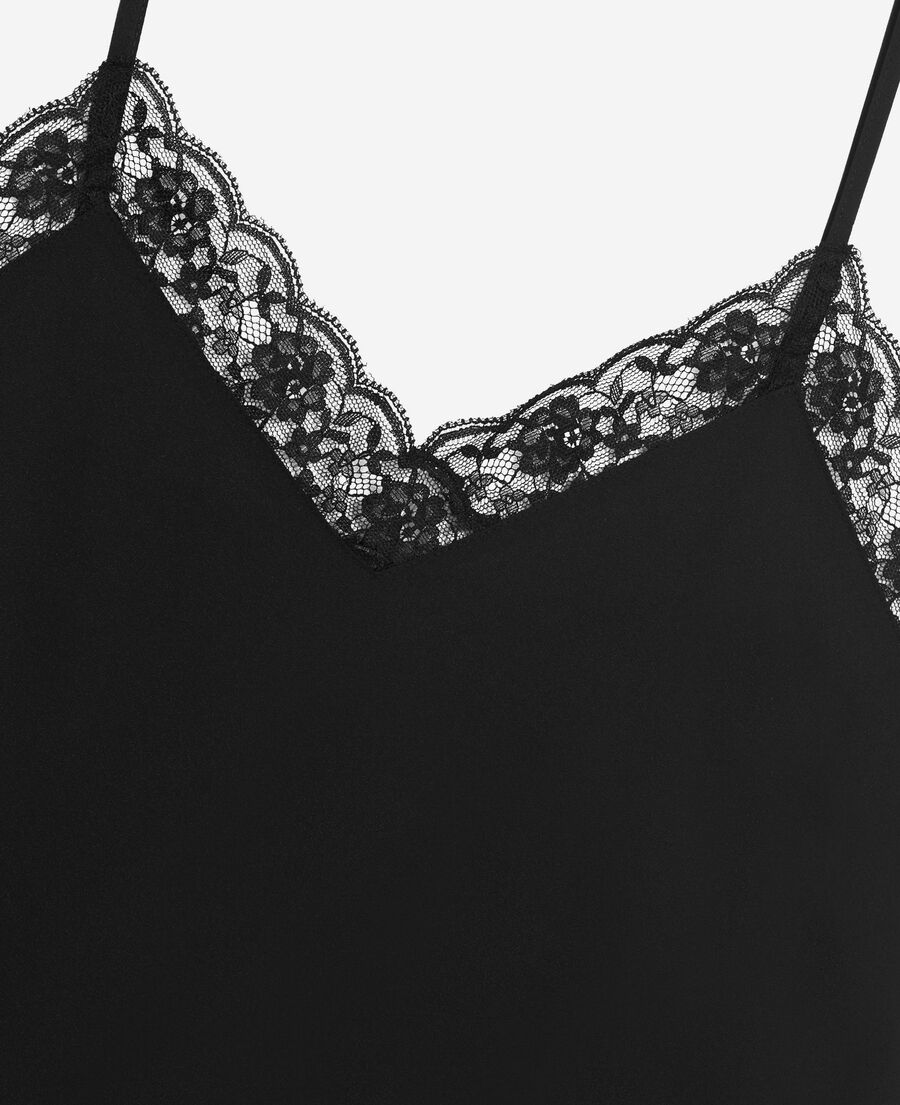 The Kooples DAMEN BLACK schwarzes camisole aus seide und spitze