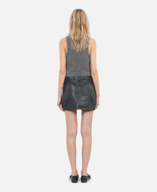 The Kooples F BLACK short black leather skirt