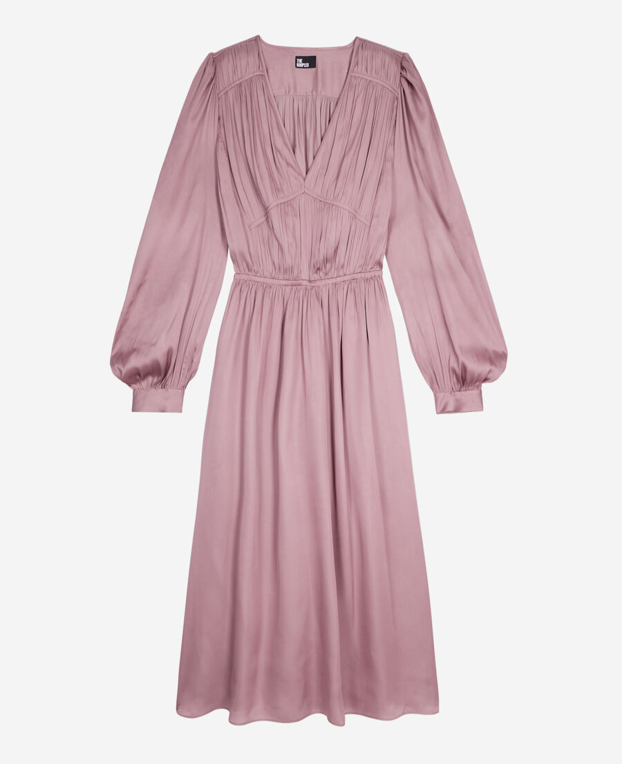 The Kooples WOMEN DARK PURPLE long mauve dress with pleating