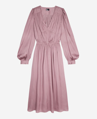 The Kooples WOMEN DARK PURPLE long mauve dress with pleating