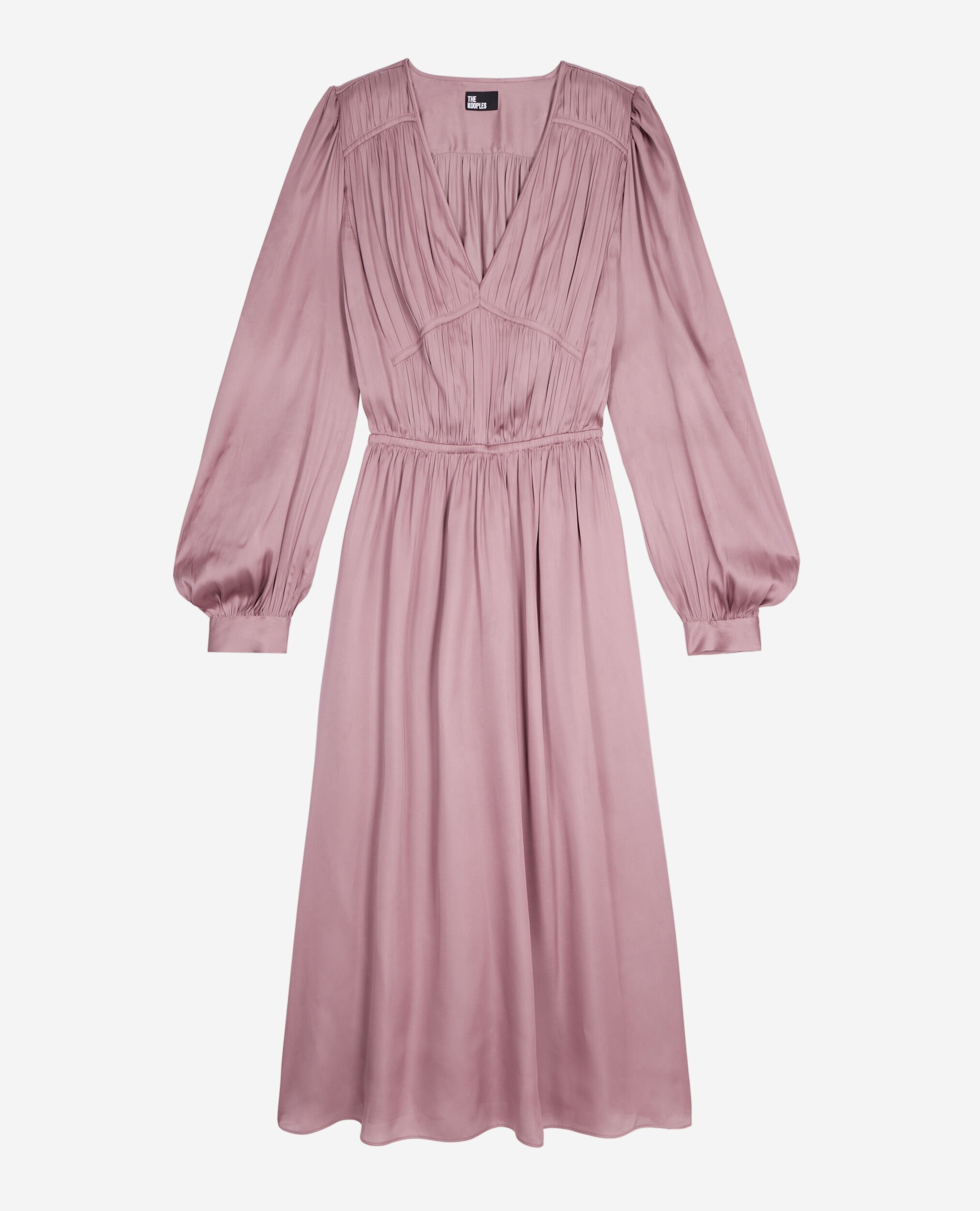 Long mauve dress with pleating, DARK PURPLE, hi-res image number null