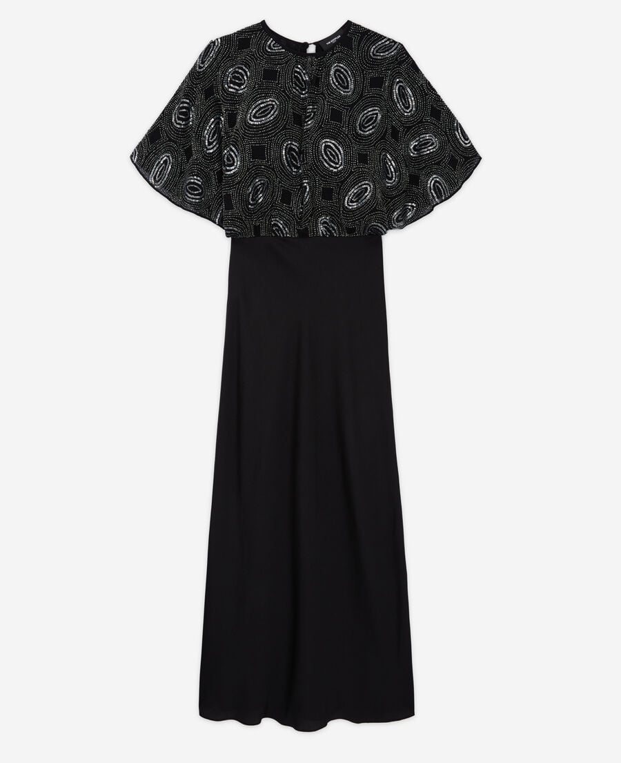 The Kooples F BLACK long black satin dress with rhinestones