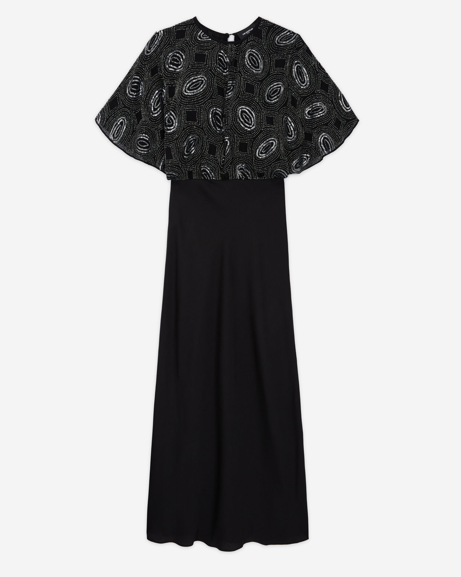 Robe longue noire à perles argentées, BLACK, hi-res image number null
