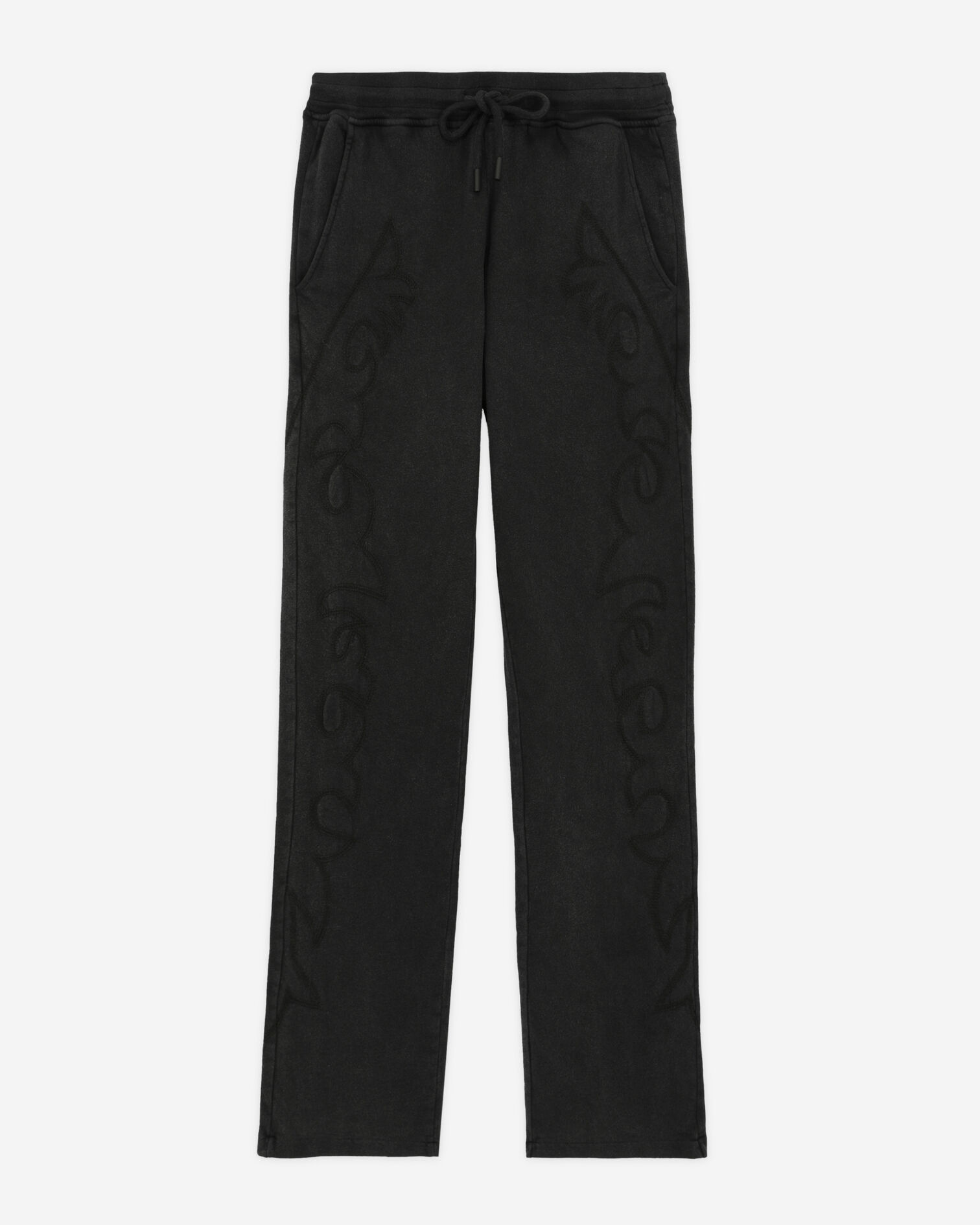 Black joggers with Western-style embroidery, BLACK WASHED, hi-res image number null