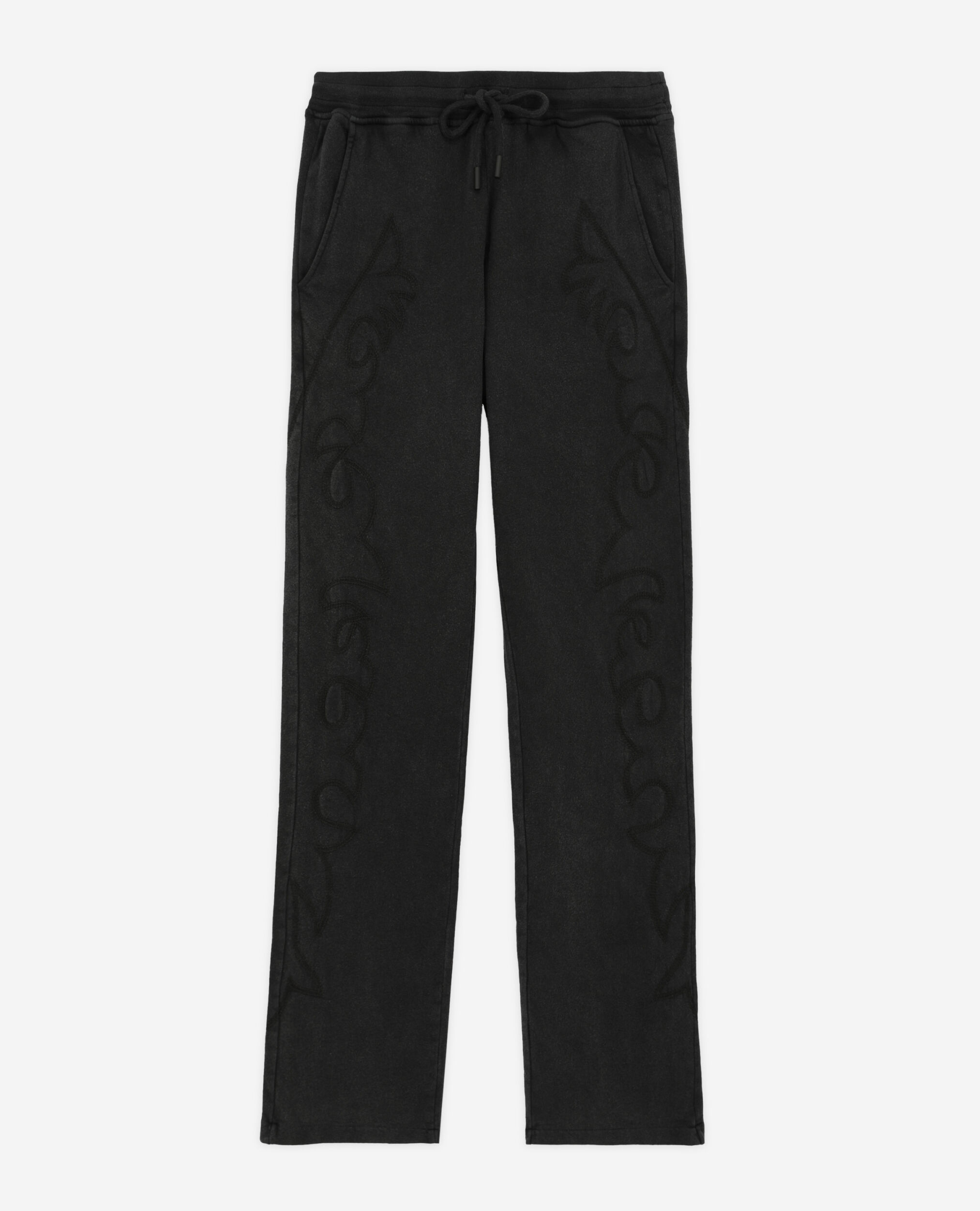 Black joggers with Western-style embroidery, BLACK WASHED, hi-res image number null