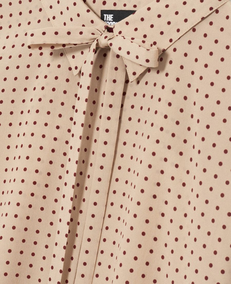 The Kooples F BEIGE / RED shirt with beige polka-dot lavaliere