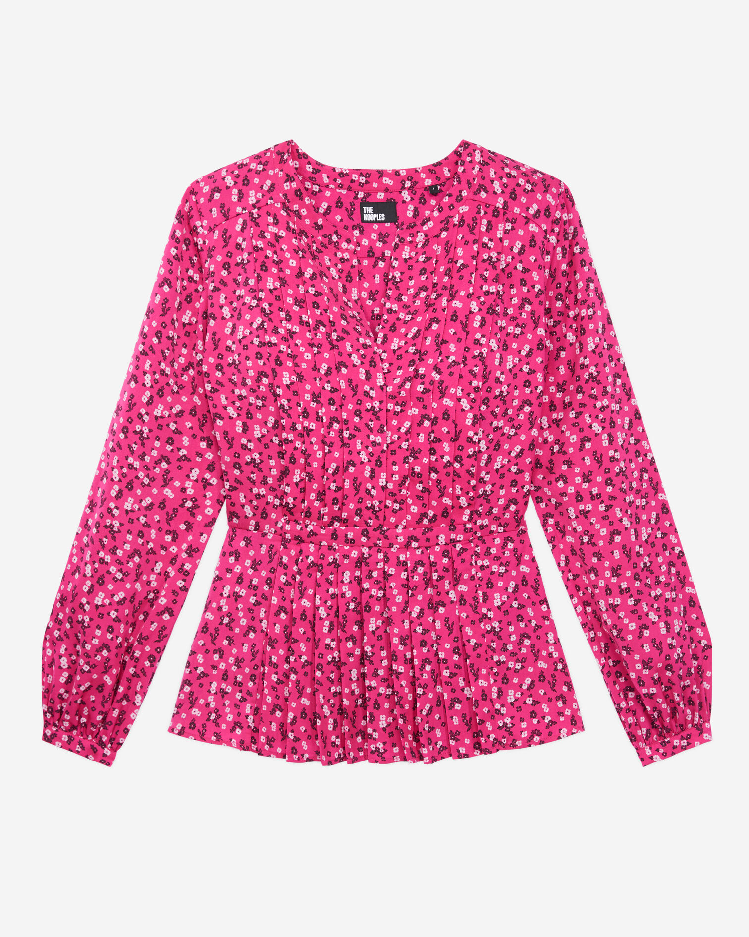 Printed top with pleating, PINK BLACK, hi-res image number null