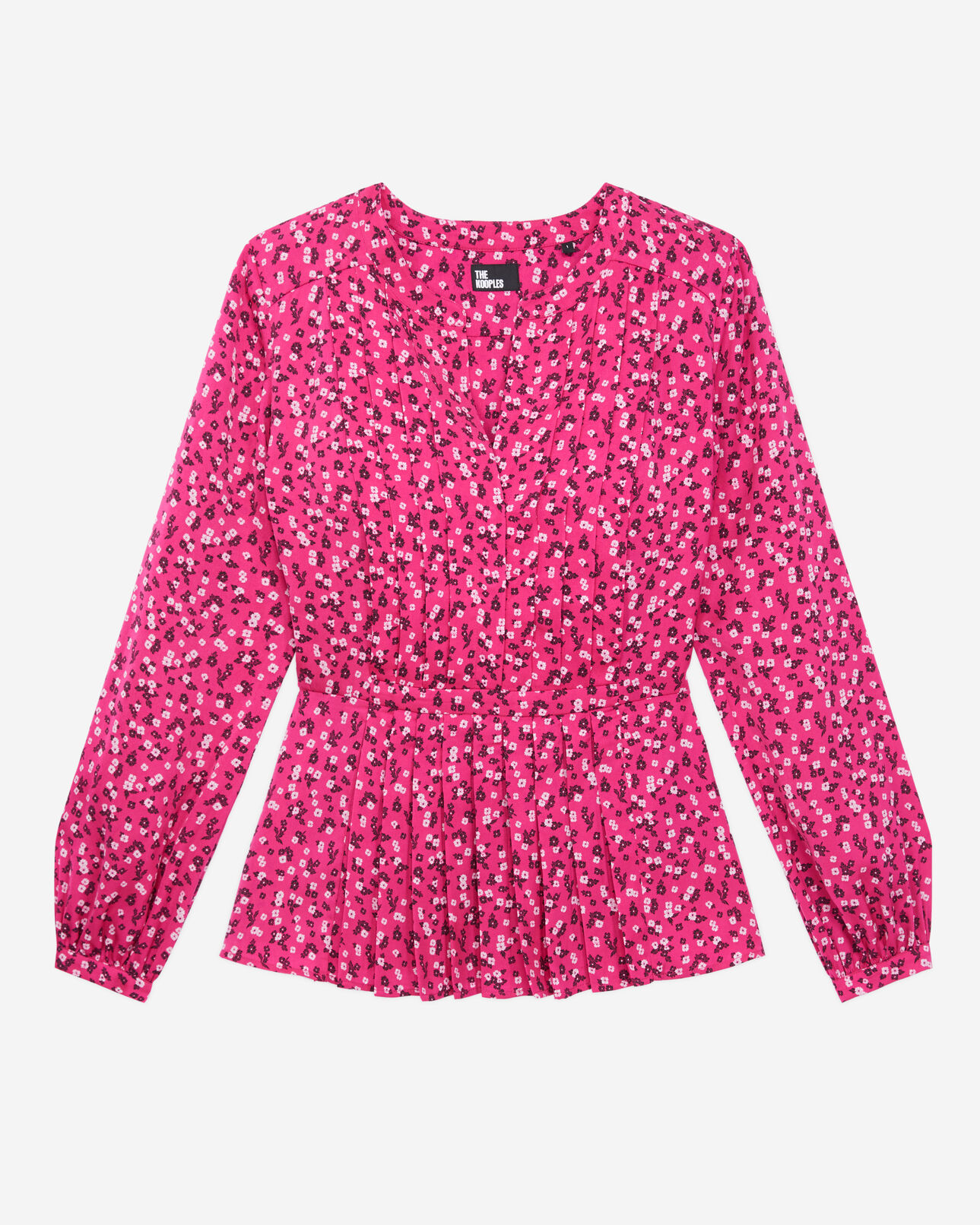 The Kooples WOMEN PINK BLACK printed top with pleating