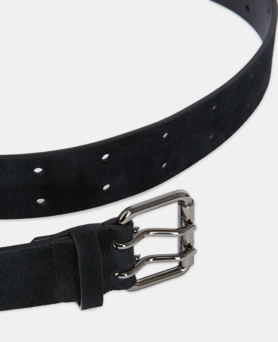 The Kooples UNISEX BLACK schwarzer gürtel aus veloursleder