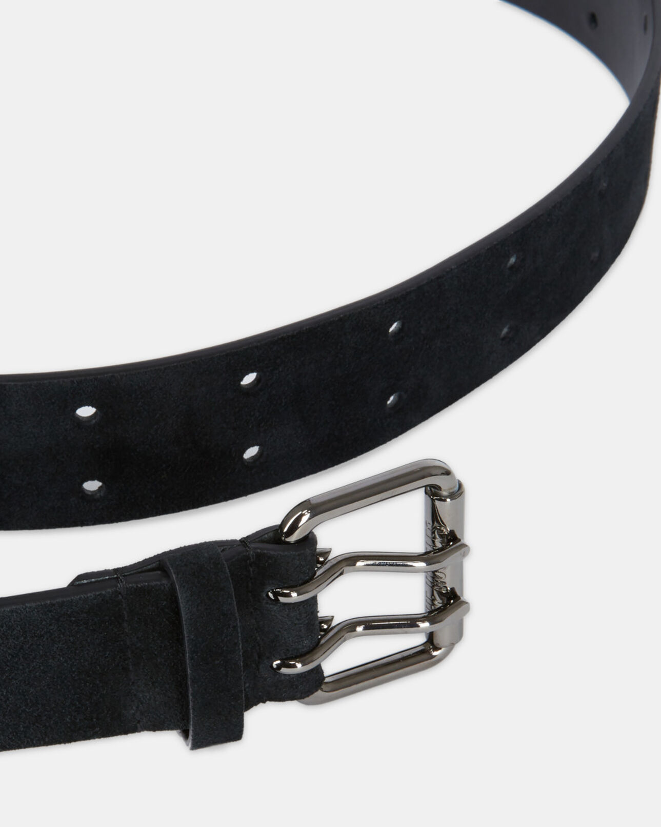The Kooples UNISEX BLACK schwarzer gürtel aus veloursleder