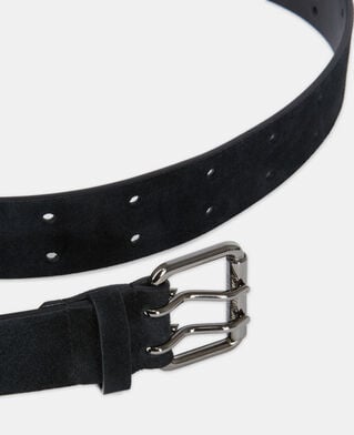 The Kooples UNISEX BLACK schwarzer gürtel aus veloursleder