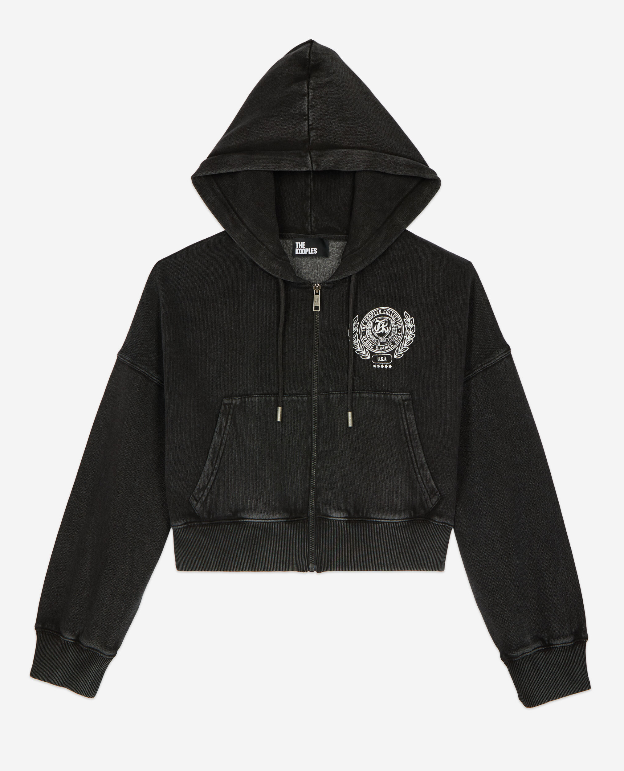 Sudadera Blason negra capucha, BLACK WASHED, hi-res image number null