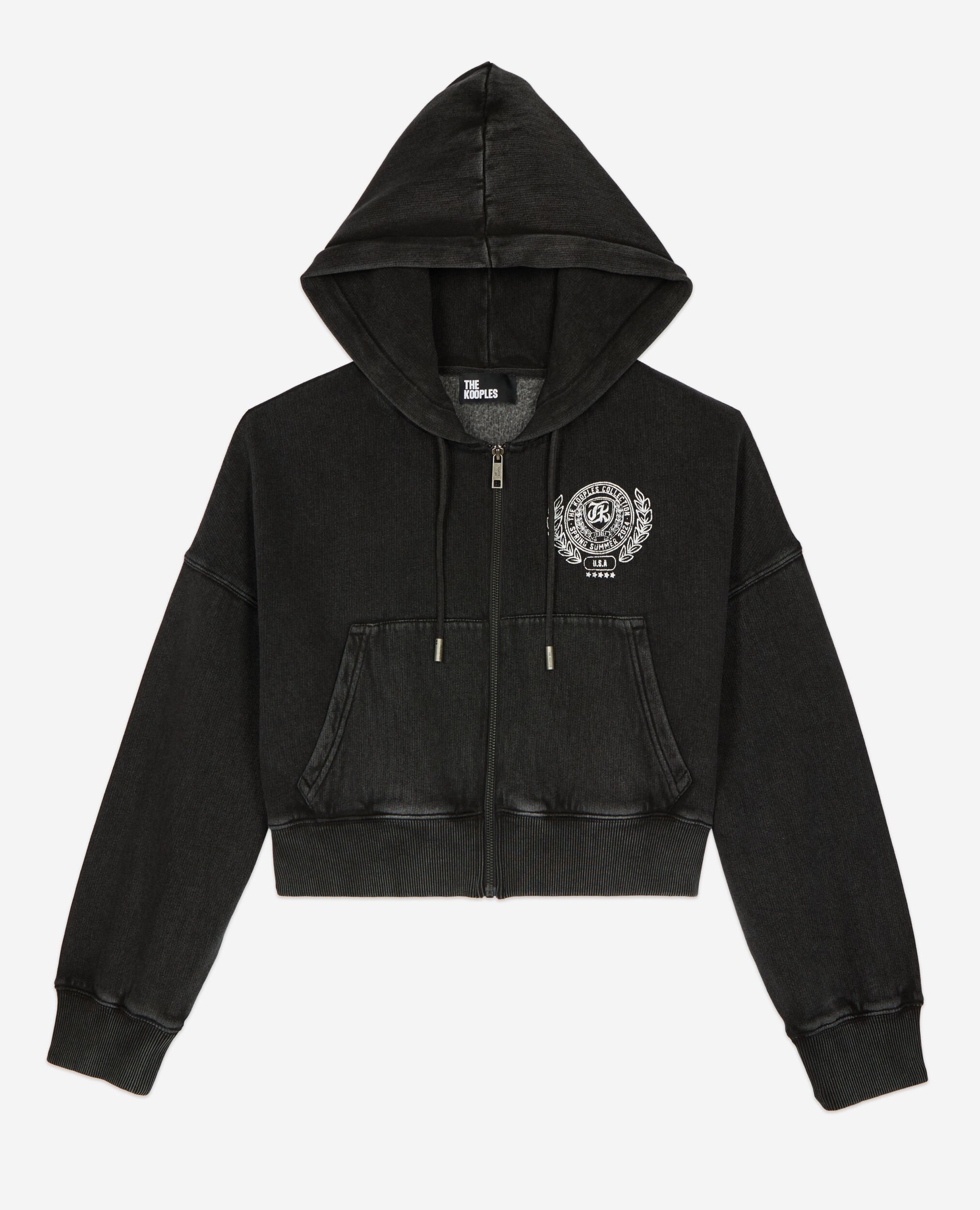 Sudadera Blason negra capucha, BLACK WASHED, hi-res image number null
