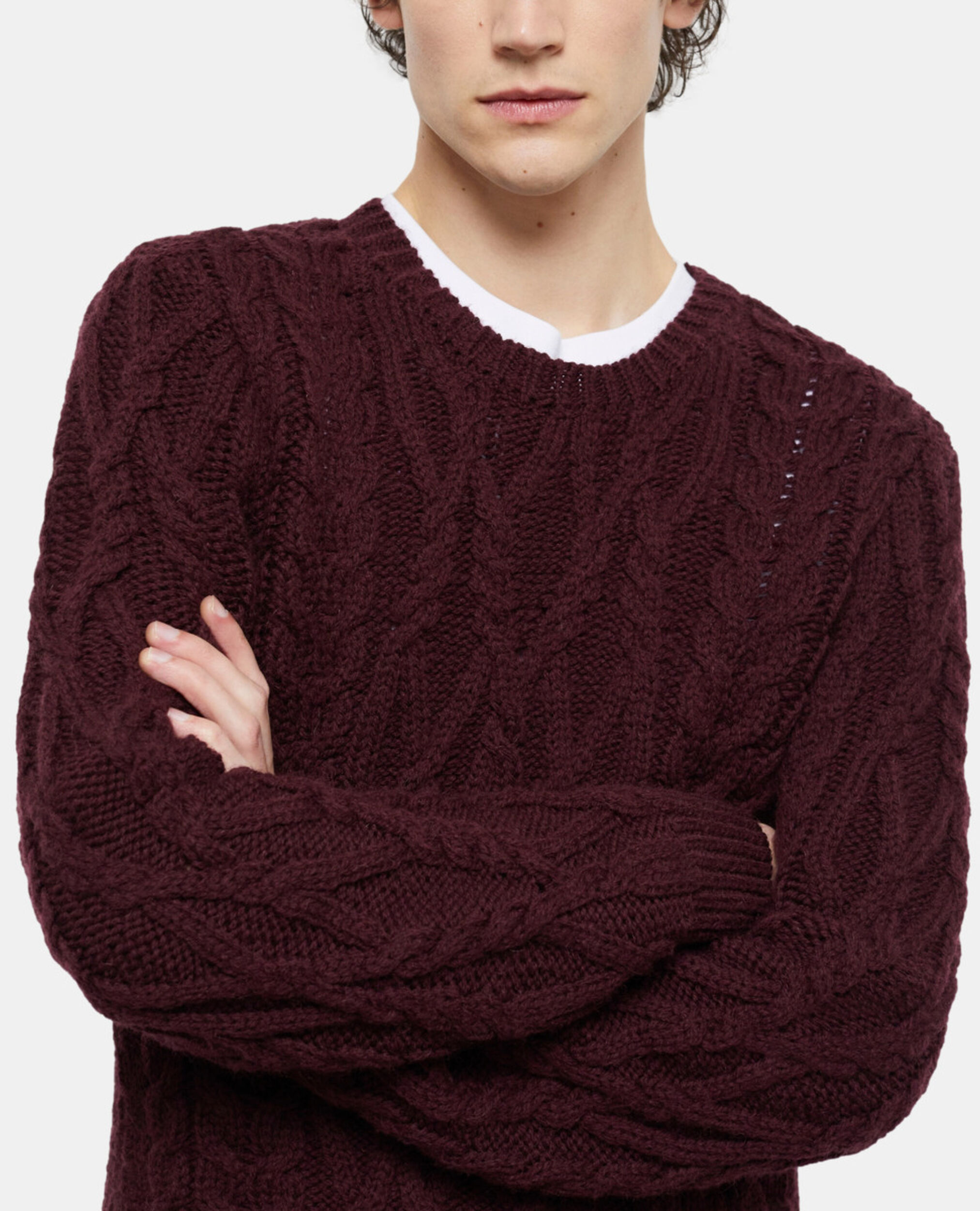 Red wool sweater, BURGUNDY, hi-res image number null