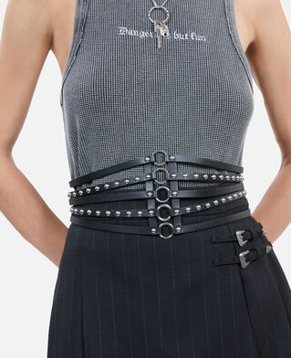 The Kooples FEMME BLACK ceinture corset en cuir avec clous noire