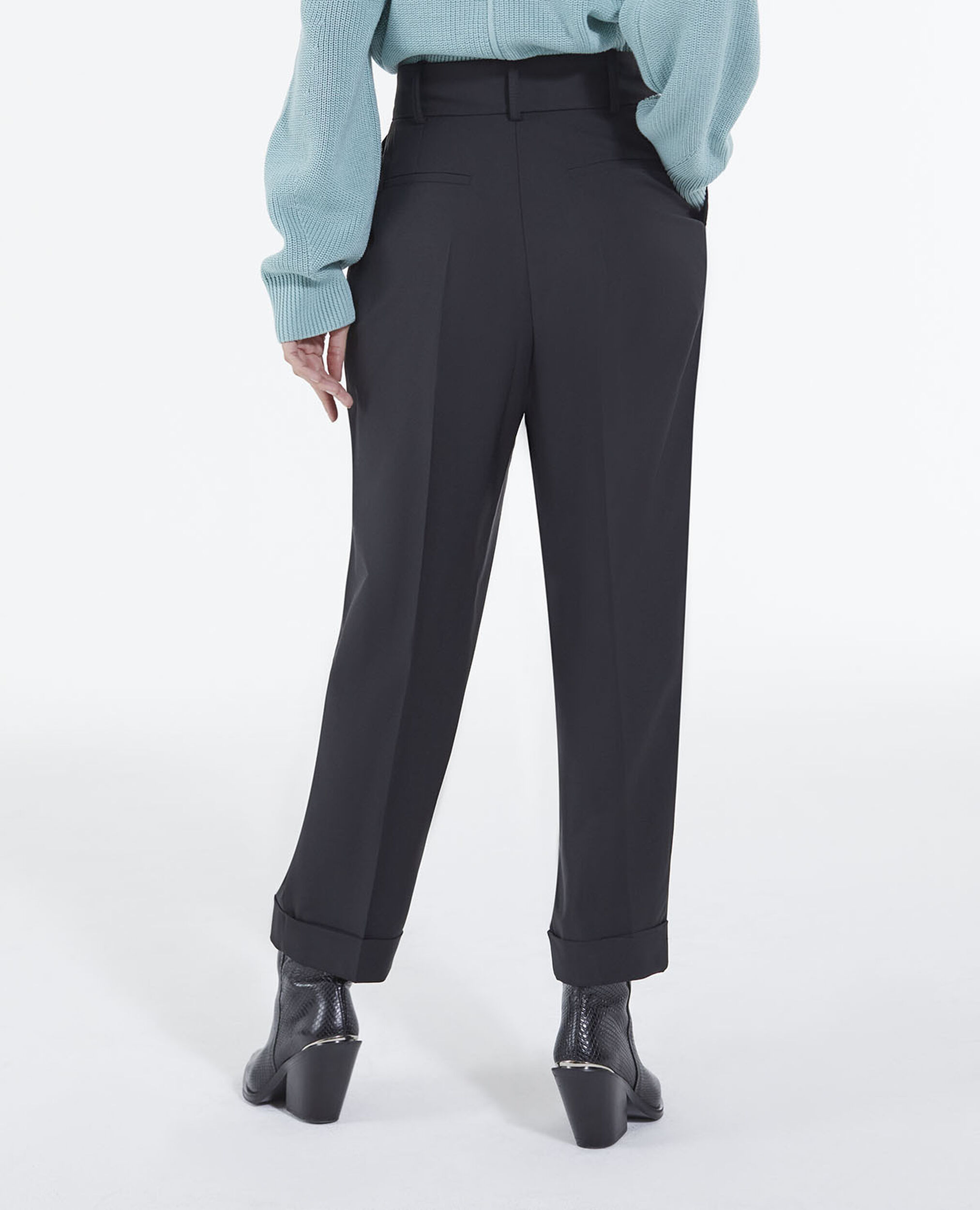 Pantalón traje amplio lana, BLACK, hi-res image number null