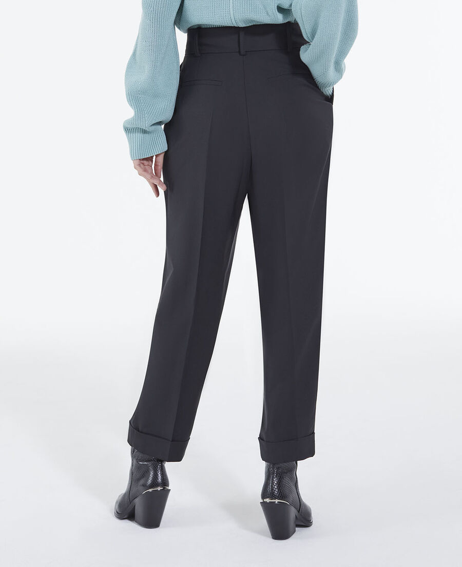 loose-fitting wool suit pants
