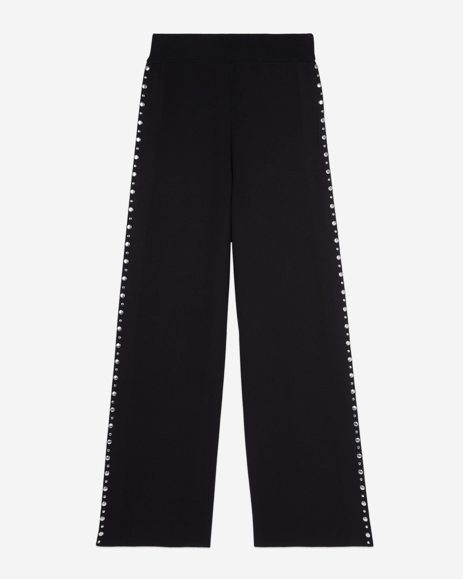 Black knitted pants with studs, BLACK, hi-res image number null